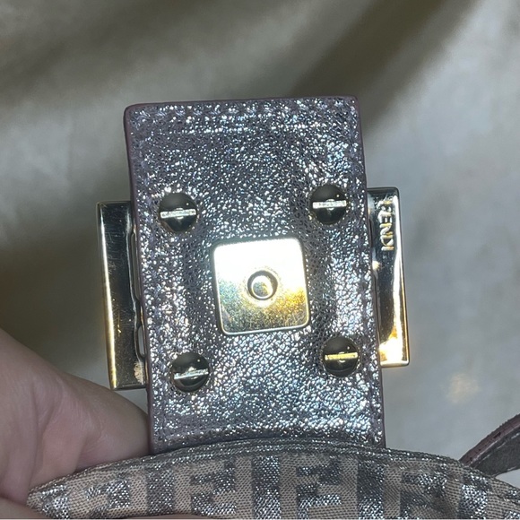 💕SOLD💕Fendi vintage zucchino monogram logo mama baguette rose gold shimmer - Picture 10 of 16
